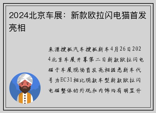 2024北京车展：新款欧拉闪电猫首发亮相